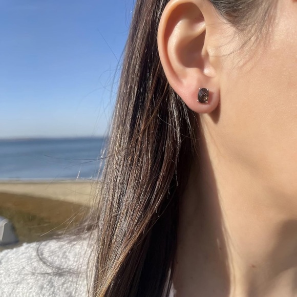 14k Levian Chocolate Quartz Solitaire Earrings - Picture 5 of 7